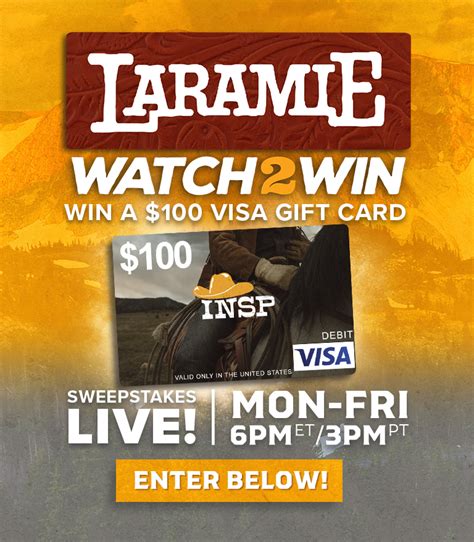 Insp.com laramie. Yes! You can still get 1 entry into the sweepstakes to win a Gunsmoke DVD Box Set and a $500 VISA Gift Card by filling out the sweepstakes form here. Msg&data rates may apply. Recurring automated marketing text msg will be sent to telephone number provided at opt-in. You may unsubscribe from receiving INSP texts by texting STOP to 694677. 