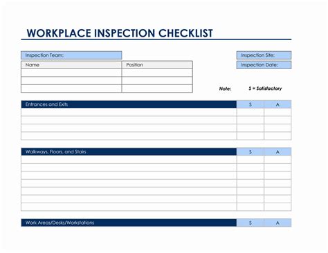 Inspection Checklist Template Excel Excel Templates