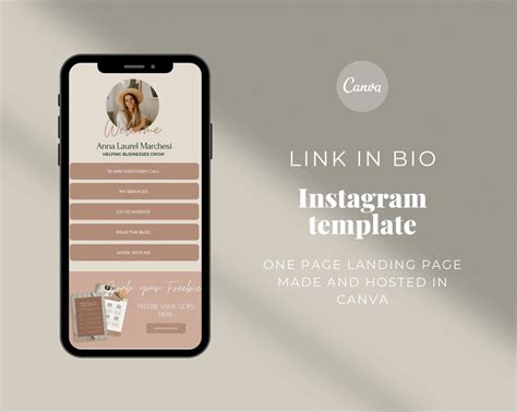 Instagram Link in Bio Template Linktree Template Canva Etsy