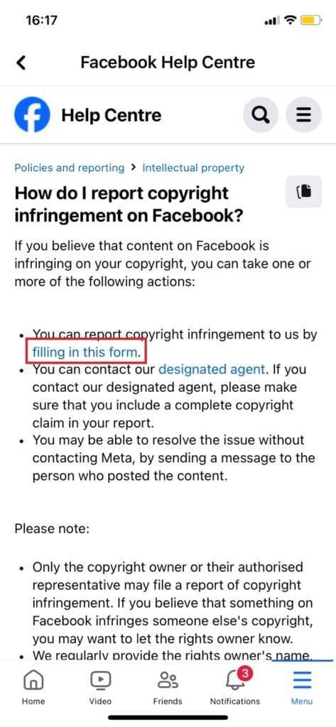 Instagram copyright form facebook.  This form is to be used only for reporting ...