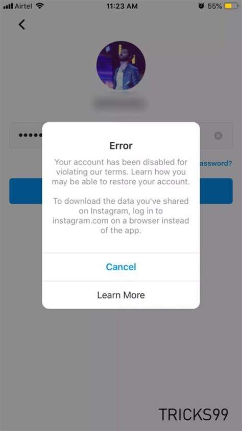 Instagram disable account. 