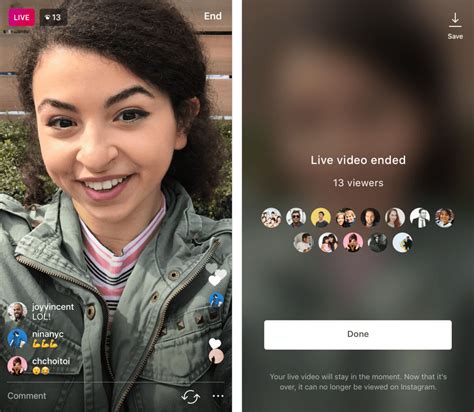 Instagram live stream. Step #6: End the Live Broadcast. Once your Live is over, tap “End” in the top right corner and then “End Now” to confirm. From here, you can tap the save icon in the top left to save it to your camera roll to re-use elsewhere. You can choose a cover, write a caption, add a location, and tag other users. 