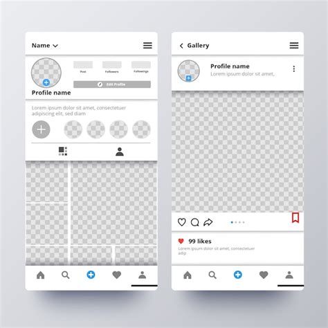 Instagram profile interface template Free Vector