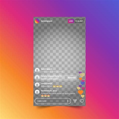 Instagram template live stream interface Free Vector