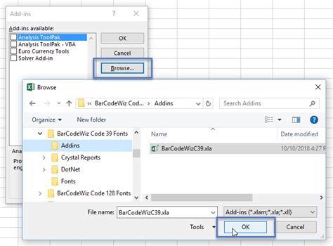 Install Code 39 Fonts Toolbar in Excel BarCodeWiz