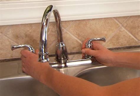 Install faucet kitchen. How to install it: 1. Turn off the sink’s water supply. If necessary, remove the old faucet. 2. Feed the flexible spray hose through the faucet’s spout—be sure you guide it in the right direction—and then through the hub. 3. Align the hole in the back of the spout with the clip on the hub, and work it on with a back-and-forth motion ... 