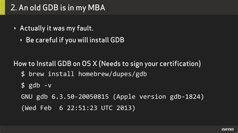 Install gdb mac.  I prefer to use Homebrew, but I could not find GDB li...