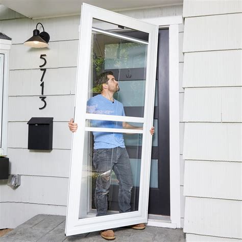 Install storm door. The Andersen 200 Series 3/4 Light Storm Door features a lower glass panel that slides up to let in the fresh air. This door also includes the CoreDefense Panel System for weather protection and Simple ... Door Type: Storm: Features: Easy Install: Finish Type: Painted: Handleset Finish: Black: Included: Handle Set, Screen: Material: Aluminum ... 