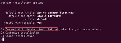 Install toolchain ubuntu.  Current installation options: default host triple: x86_64-unkn...