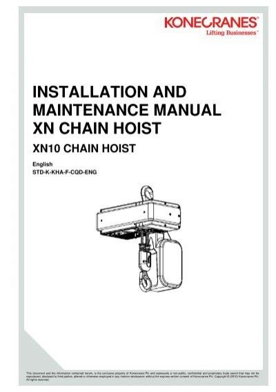 Installation and maintenance manual xn chain hoist. - The cinderella 2 manual 1st edition.