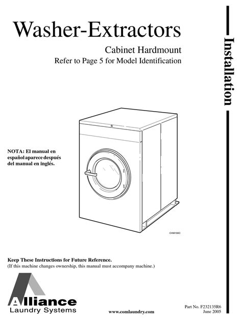 Installation manual Washer extractor