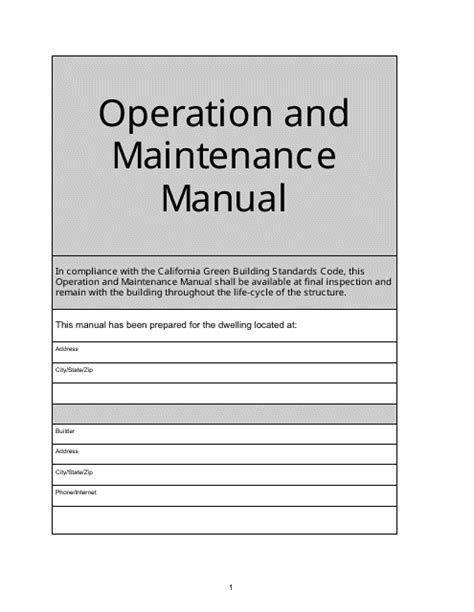 Installation operation and maintenance manual template. - Legacy 696cd b garage door opener manual.