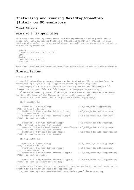 Installing & Configuring Openstep Rel 4