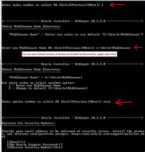 Installing WebLogic Server Using Console-Mode Installation