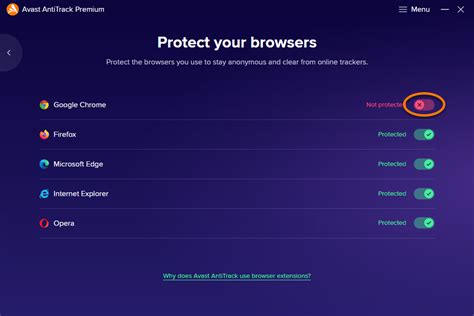 Installing the Avast AntiTrack browser extensions