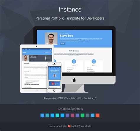 Instance Bootstrap Personal Portfolio Template For Full Stack Developers