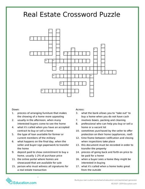 Find the latest crossword clues from New York Times Crosswords, LA Times Crosswords and many more. ... Known Letters (Optional) Search Clear. Crossword Solver / Newsday / real-estate-listing. Real Estate Listing Crossword Clue. We found 20 possible solutions for this clue. We think the likely answer to this clue is HOUSE. You can easily …