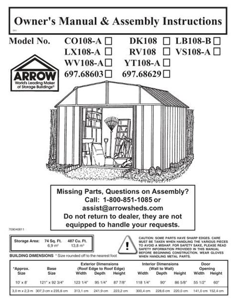 Instruction manual for arrow metal shed. - Le tueur roman policier french edition.