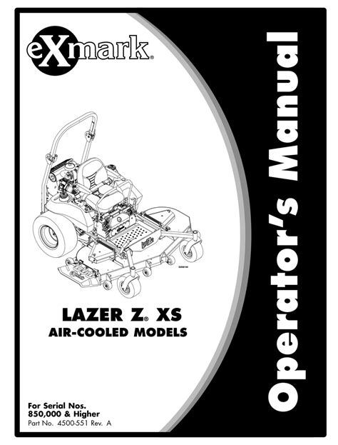 Instruction manual for exmark lazer xs 60 lawn mower. - Kenmore washer 70 series owners manual.