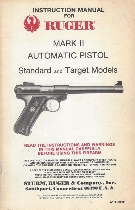 Instruction manual for ruger mark ii automatic pistol standard and target models. - Mas alla de la teoria cuantica.