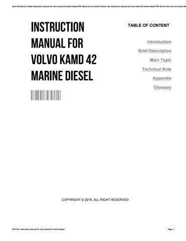 Instruction manual for volvo kamd 42 marine diesel. - Guía de gestión de proyectos quinta edición.