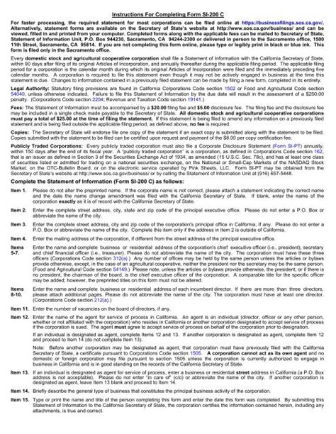 Instructions For Completing Form SI-200 C - AmeriLawyer