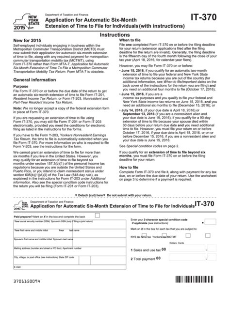 Instructions For Form It370 Application For Automatic SixMonth