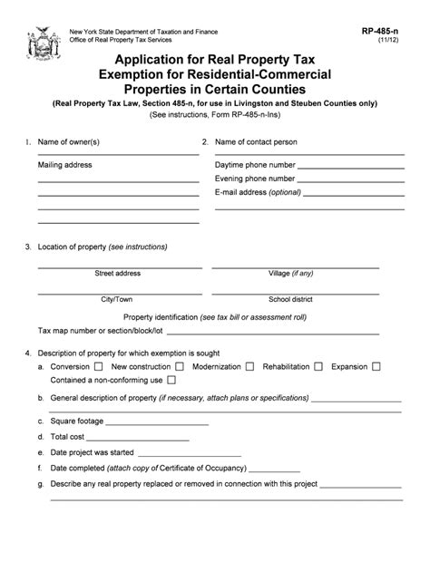 Instructions For Form Rp457 Application For Real Property Tax