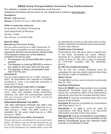 Instructions for Form IA1120, 42-001 Iowa Corporation Income Tax …