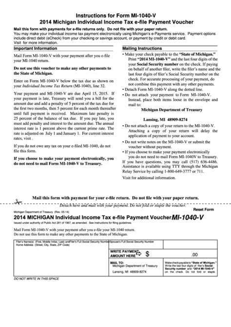 Instructions for Form MI-1040-V - e-File