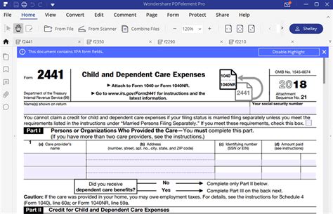 Instructions for How to Fill in IRS Form 2441
