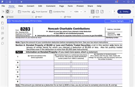 Instructions for How to Fill in IRS Form 8283