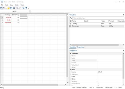 Instructions for creating a new dataset in Stata