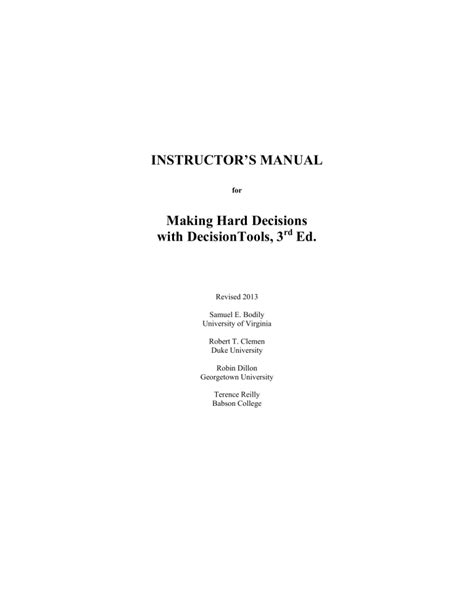 Instructor manual for making hard decisions. - Owners manual for peace sport scooter.