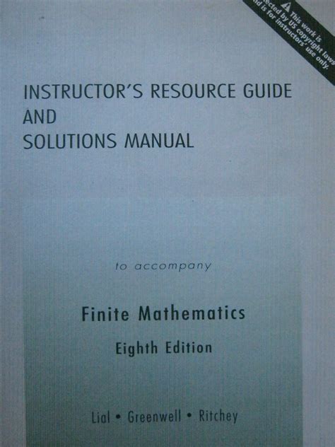 Instructor s resource guide and solutions manual to finite mathematics. - Coplas que firo don jorge manrrique por la muerte de sa padre.