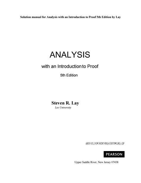 Instructor solutions manual for analysis with an introduction to proof 4th edition. - New holland l465 skid steer loader master illustrated parts list manual book.
