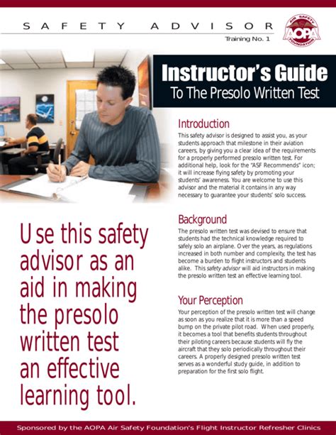 Instructors guide to presolo written test flight training. - Control of communicable diseases manual 20th edition.