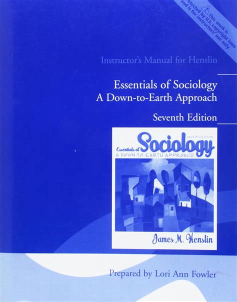 Instructors manual for henslin sociology a down to earth approach eighth edition. - Das marmorbild / das schloss durande.