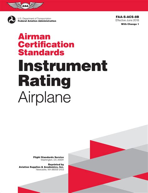 Download Instrument Rating Airman Certification Standards  Airplane Faasacs8C For Airplane Single And Multiengine Land And Sea Airman Certification Standards Series By Faa