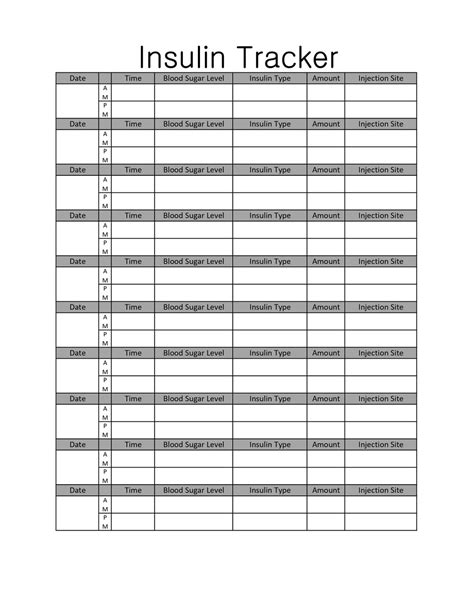 Insulin Log Template Home Diabetic Chart Journaling Insulin