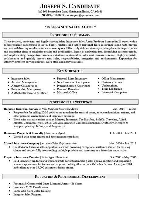 Insurance Sales Resume Examples