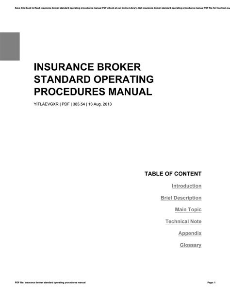 Insurance broker standard operating procedures manual. - Il manuale di laboratorio completo per l'elettricità industriale di stephen l herman.