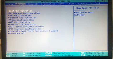 Insyde h2o bios advanced menu.  This system allows to modify board settings...