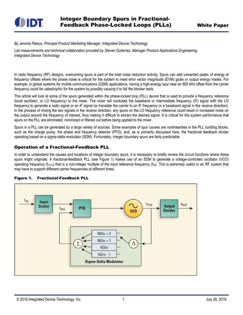Integer Boundary Spurs Fractional Feedback Phase Locked Loops …