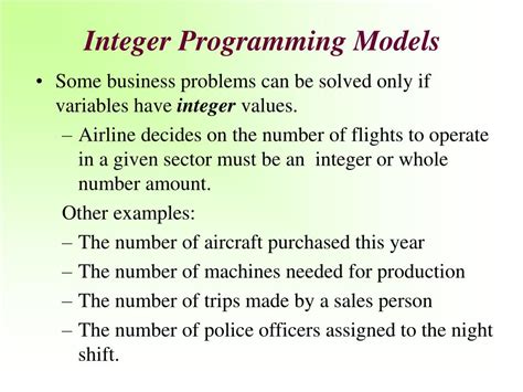 Integer linear programming examples. ER-PROGRAMMING MODELS Integer-programming...