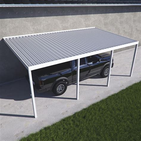 Integra 20 ft. W x 12 ft. D White Aluminum Attached Carport with 4
