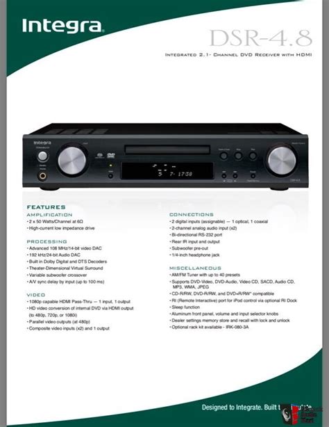 Integra dsr 4 8 dvd receiver service manual. - Zusammenarbeit mit bibliotheken in mittel- und osteuropa.