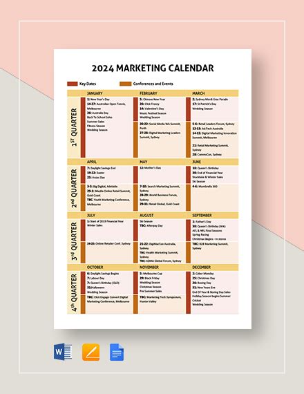 Integrated Marketing Calendar