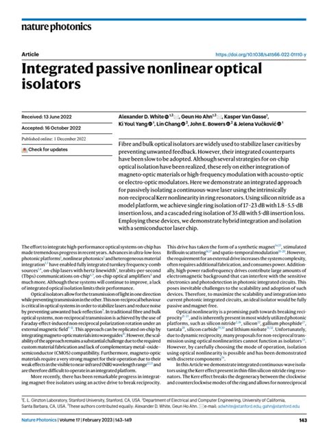 Integrated Passive Nonlinear Optical Isolators