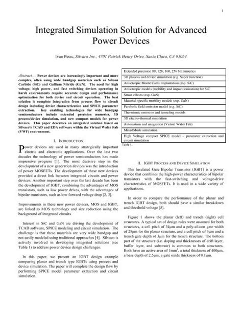Integrated Simulation Solution For Advanced Power Devices